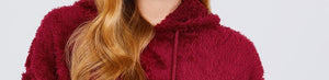 Red fur boutique jacket hoodie from Short and Sweet online