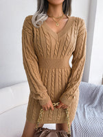 Load image into Gallery viewer, Sophie Cable-Knit V-Neck Mini Sweater Dress
