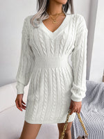 Load image into Gallery viewer, Sophie Cable-Knit V-Neck Mini Sweater Dress
