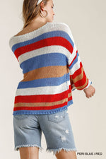 Load image into Gallery viewer, Zappa Red, White, Blue Boutique Striped Sweater
