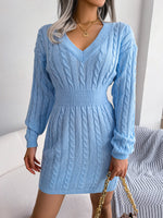 Load image into Gallery viewer, Sophie Cable-Knit V-Neck Mini Sweater Dress
